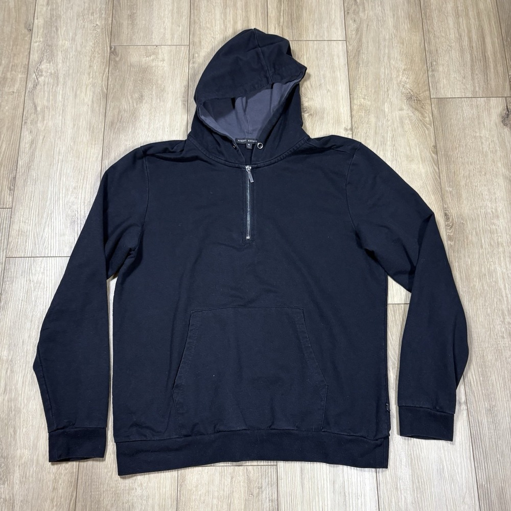 Robert Barakett Black Anchor Point Half-Zip‎ Pullover Hoodie Size Large L